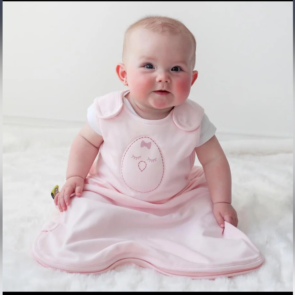 Nested Bean Pink Baby Sleep Sack with Chick Embroidery